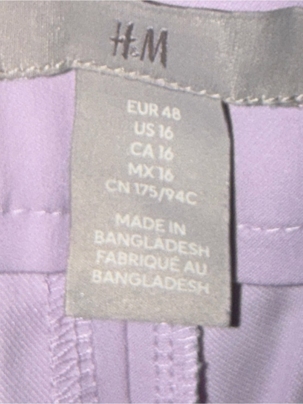 H&M LADIES Lavender Dress Slacks SZ 16 (127)